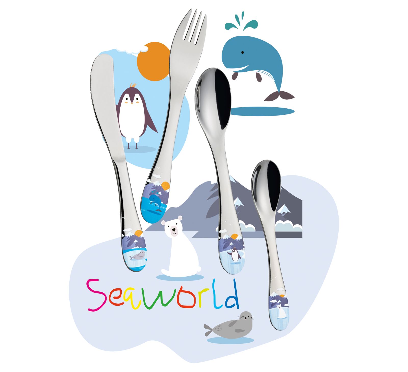 124958 SEAWORLD Dětský příbor 4 ks s podmořským světem od CILIO